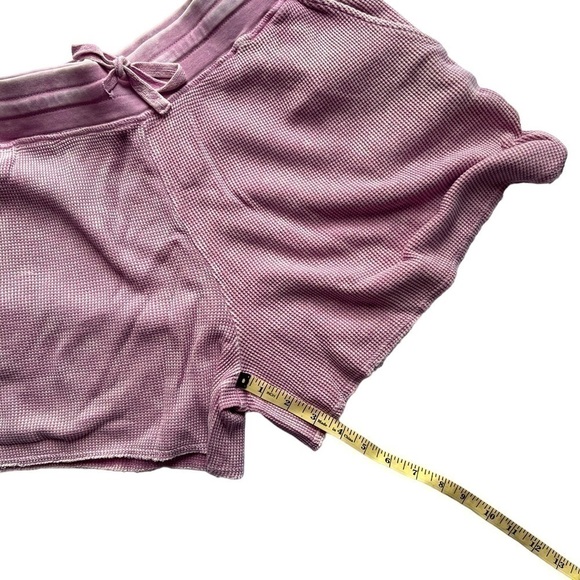 SPLENDID shorts tie waist thermal waffle mineral wash raw hem rose cotton size L - Picture 12 of 14